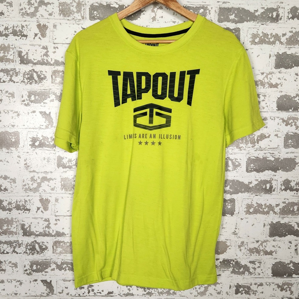 Tapout Men's T Shirt Medium Yellow Limits Are An Illusion Graphic Streetwear